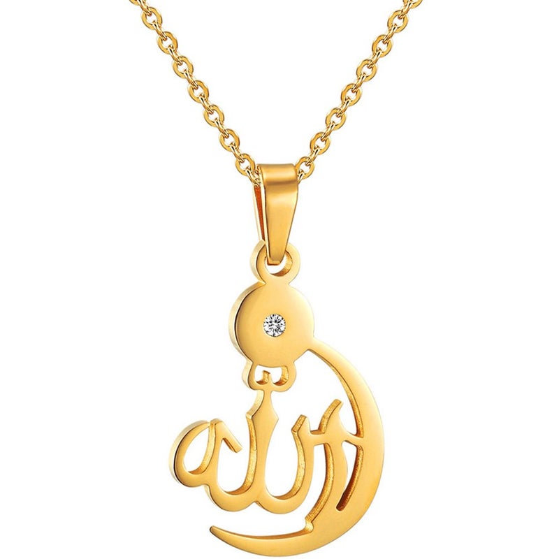 PROSTEEL Allah Necklace Crescent Moon Pendant Muslim Islamic Jewelry Men Islam Arabic Eid Women Gold Necklaces - Image 1