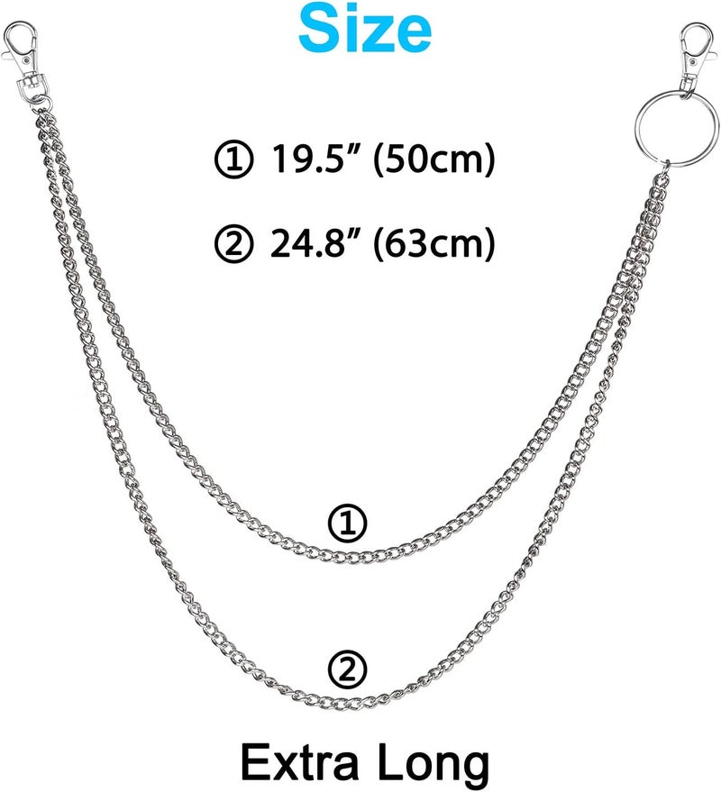 Wisdompro Pants Chain with Lobster Clasps  Heavy Duty Belt Chain Hip Hop Punk Trousers Jeans for Men and Women - Image 2