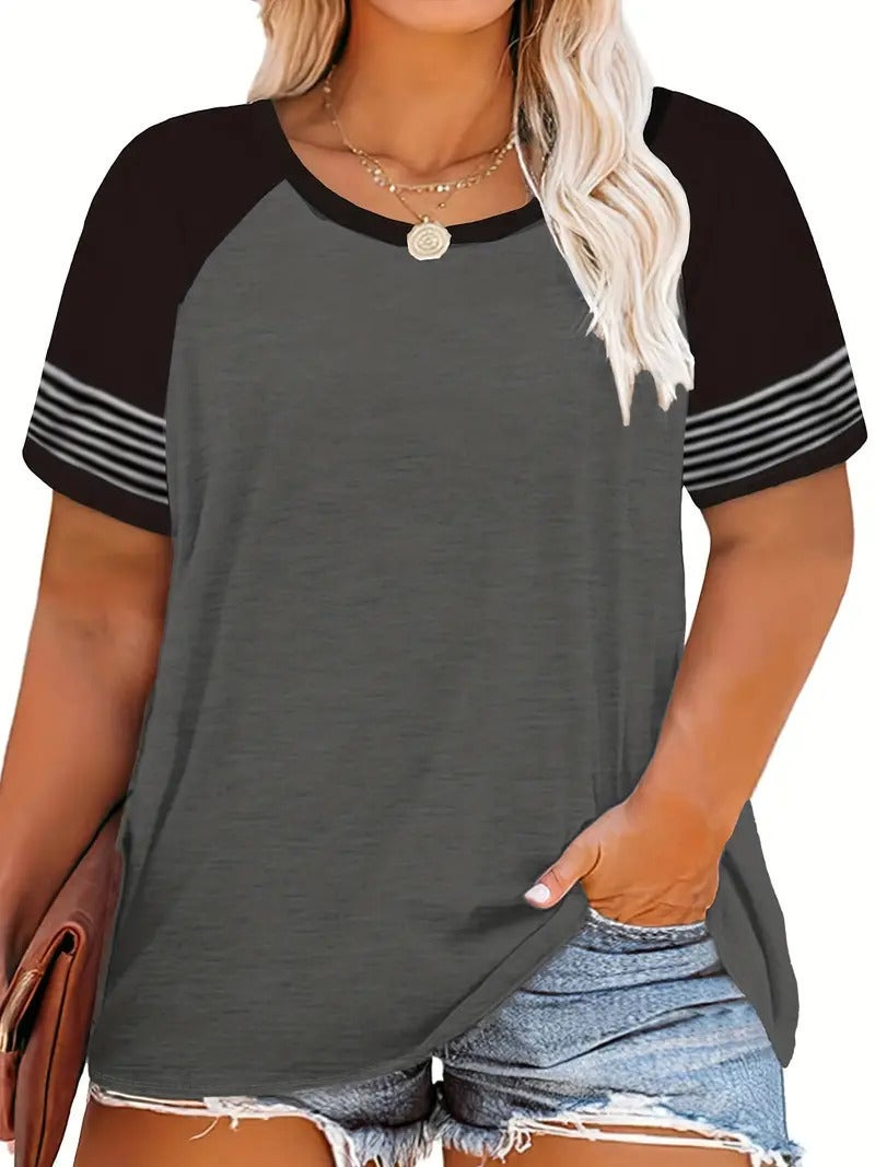 American Retro Raglan Short-Sleeved T-Shirt Women'S Summer Loose Top Fashion 3D Printed Large Size Bottoming Shirt - Image 1
