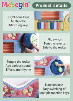 MEBEGIN 2-in-1 Musical Instrument Toy with Projection Function and 2 Modes, Colorful Guitar Piano Toy, Multifunctional Early Education Toy, Ideal Gift for Kids Aged 3+, 4 AA Battery Required(Not Included)  - Image 4