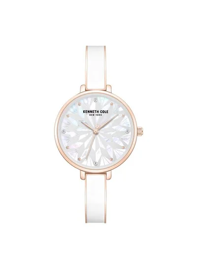 Kenneth Cole New York Spring Street Women's 32mm Watch with White Mother-of-pearl Dial & Rose Gold-White Stainless Steel Bracelet