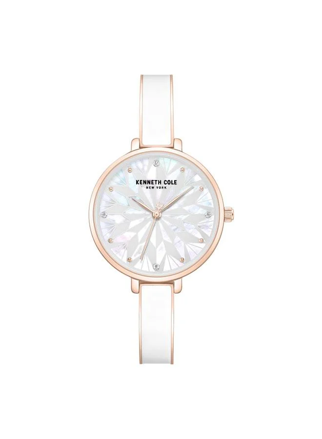 كينيث كول نيو يورك Spring Street Women's 32mm Watch with White Mother-of-pearl Dial & Rose Gold-White Stainless Steel Bracelet