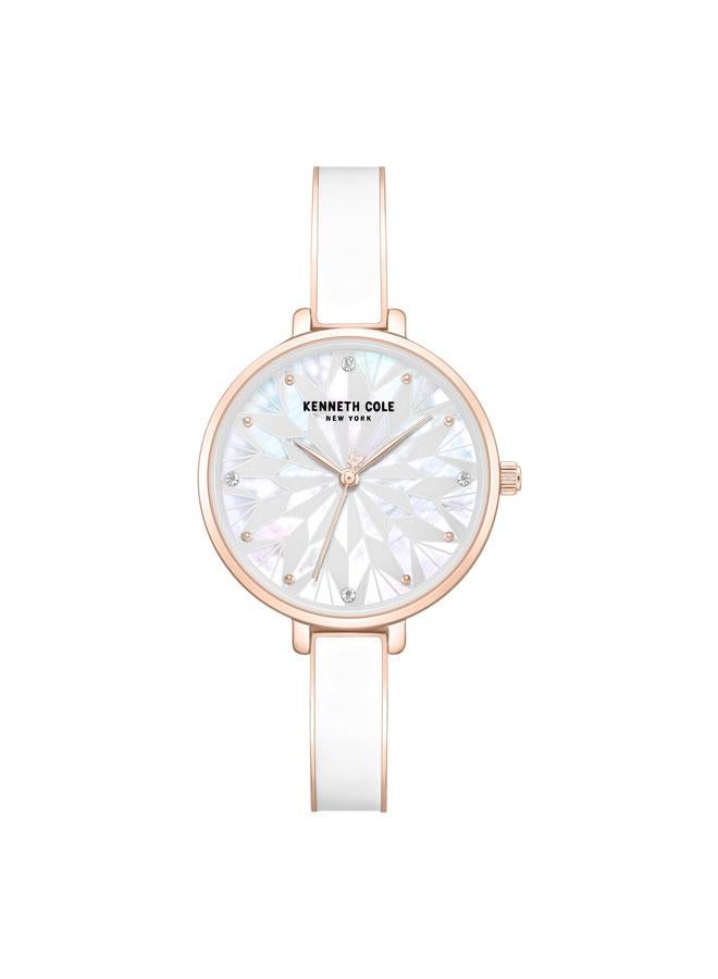 Kenneth Cole New York Spring Street Women's 32mm Watch with White Mother-of-pearl Dial & Rose Gold-White Stainless Steel Bracelet  - Image 1