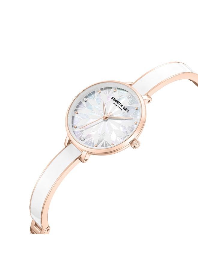 Kenneth Cole New York Spring Street Women's 32mm Watch with White Mother-of-pearl Dial & Rose Gold-White Stainless Steel Bracelet  - Image 3
