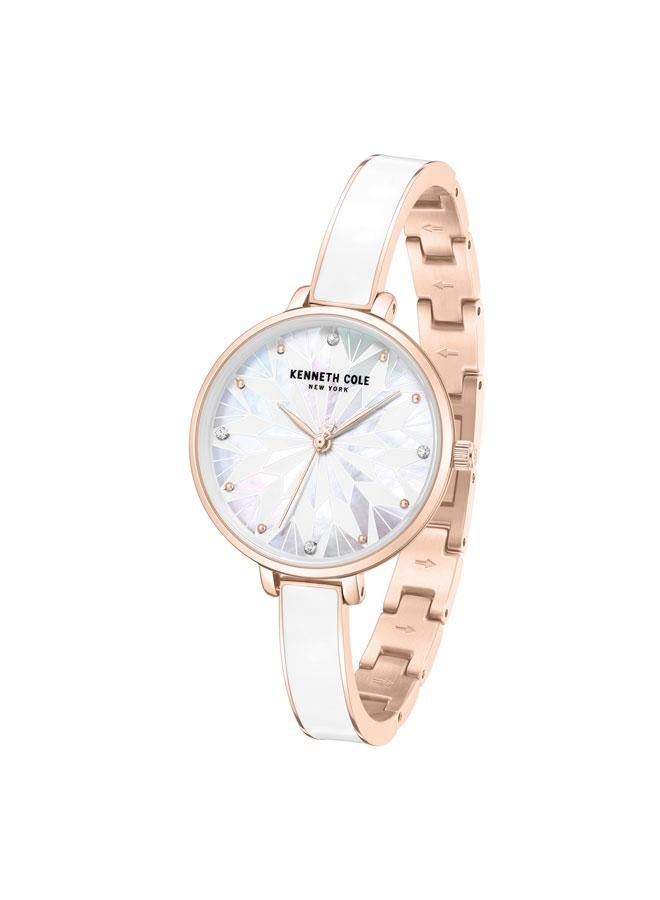 Kenneth Cole New York Spring Street Women's 32mm Watch with White Mother-of-pearl Dial & Rose Gold-White Stainless Steel Bracelet  - Image 4