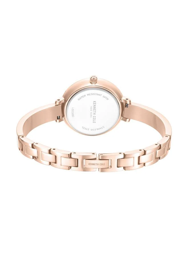 Kenneth Cole New York Spring Street Women's 32mm Watch with White Mother-of-pearl Dial & Rose Gold-White Stainless Steel Bracelet