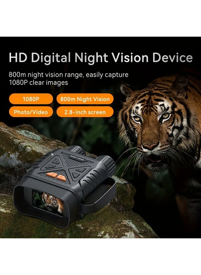 منظار ثنائي العينين أسود بتكبير رقمي 10x، رؤية ليلية عالية الدقة، شاشة 2.8 بوصة، بطارية 2000 مللي أمبير - Image 3