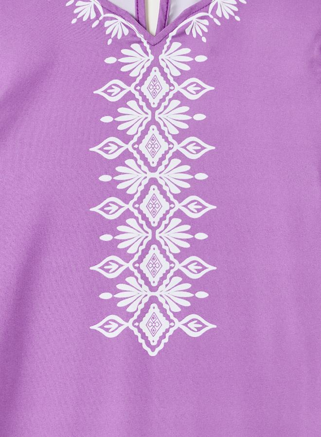 Styli Girls Purple Embroidered Jalabiya - Image 4