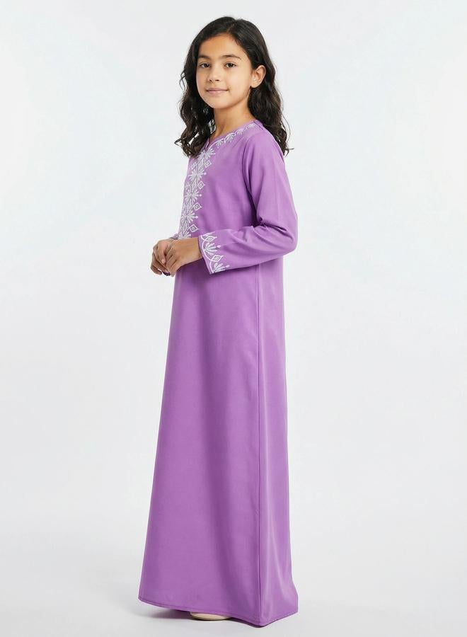 Styli Girls Purple Embroidered Jalabiya - Image 1