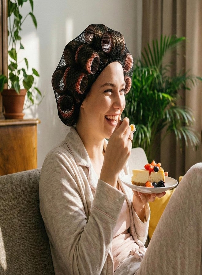 Ajcotahm 4 Pcs Hair Net for Rollers, Triangle Hair Nets for Sleeping Black Mesh Hair Nets for Women Salon Styling Sleep Styling Fixed Hairstyle Curl Setting, 35 x 35 x 57 Inches - Image 3