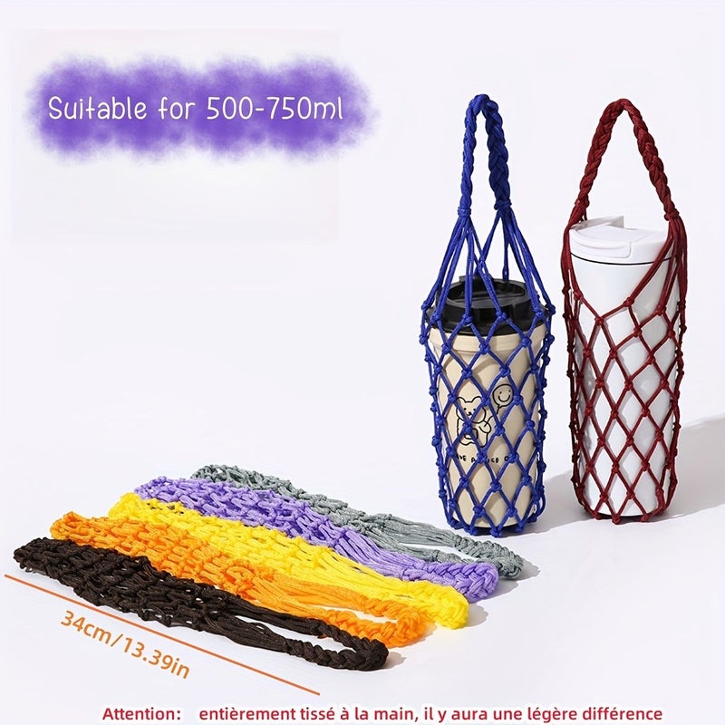 Random Color Milk Tea Coffee Cup Cover Heat Insulating Woven Mesh Bag - Image 4