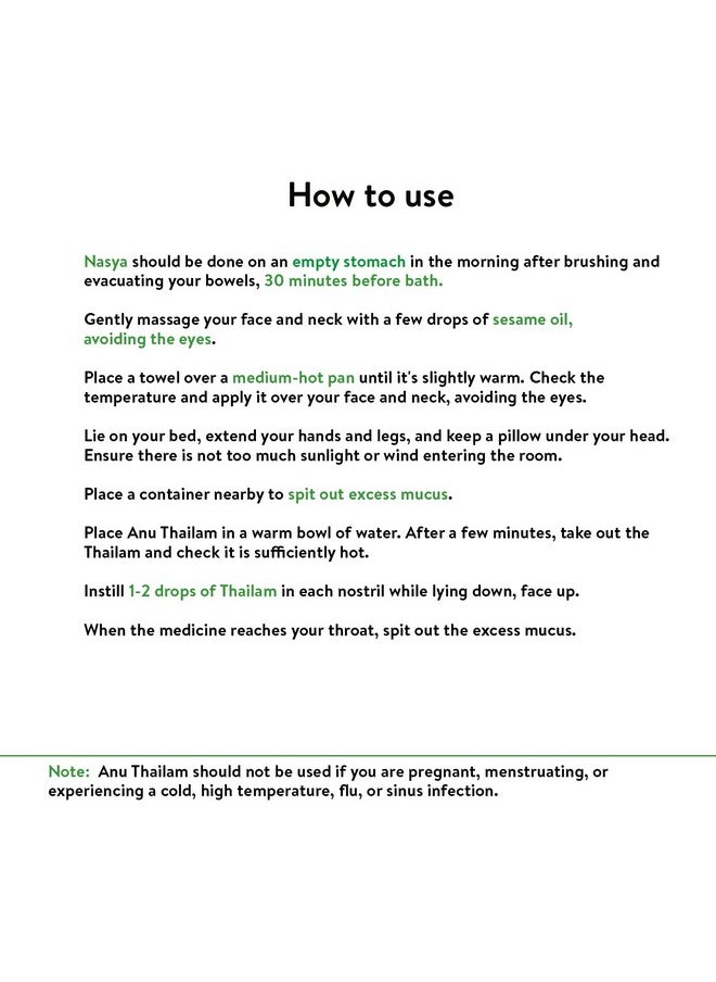Kerala Ayurveda Anu Thailam 10Ml | For Nasya | Nasal Oil For Sinusitis, Allergies & Nasal Congestion | For Clear Breathing | Good Eyesight | With Jivanti, Yashtimadhu, Hrivera & Bilva |  - Image 4