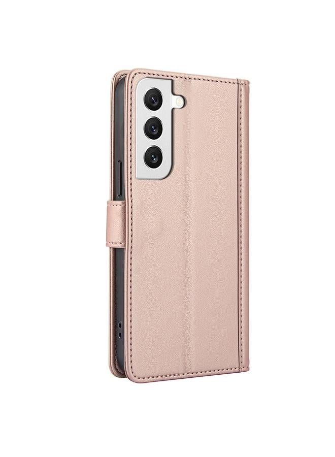 S-TOP Case For Samsung Galaxy S22+ 5G Skin Feel Pure Color Card Slots Leather Phone Case with Dual Lanyard - Image 3