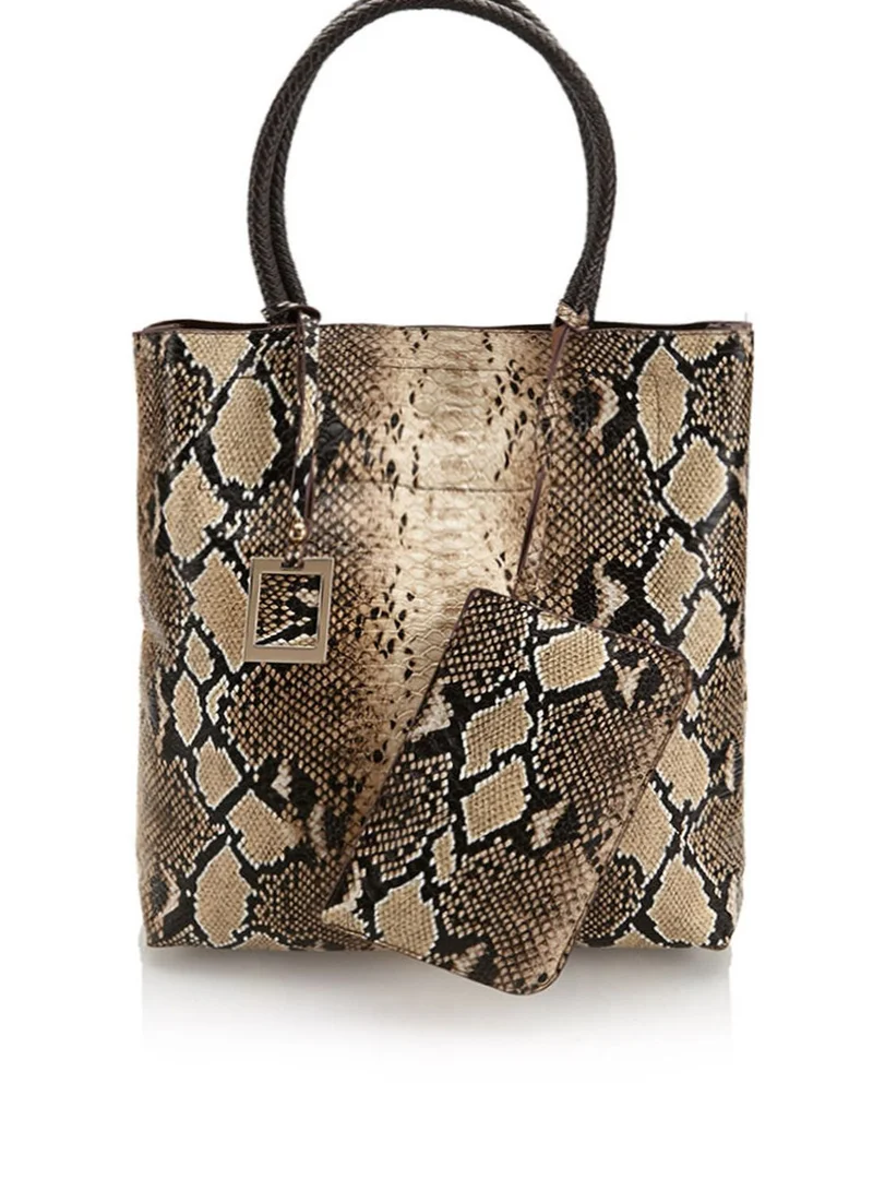 ELLA Snake Skin Tote + Pouch