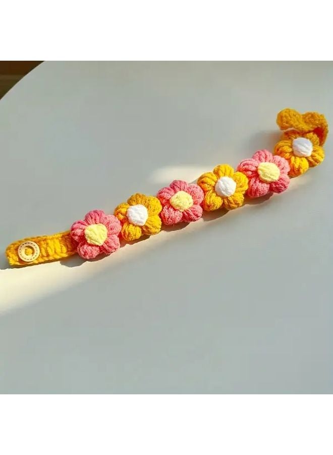 Orange Flower Pet Collar For Small Medium Cats Dogs Lightweight Petwear - Image 1