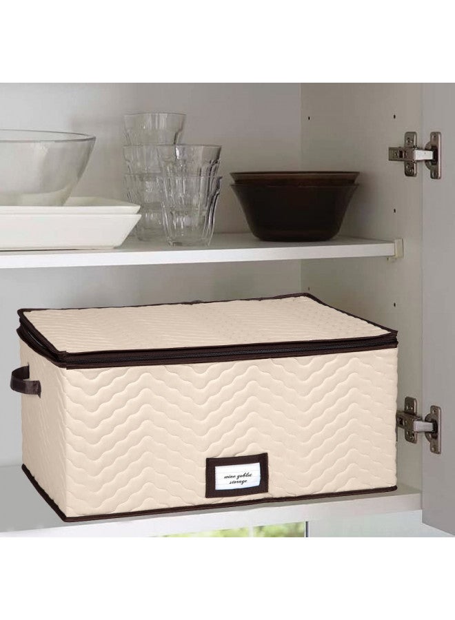 HOLDN’ STORAGE Wine Glass Storage Box with Dividers - Holds 12 Standard Size Wine Glasses up to 10" Tall - Stemware Storage Case - Protects Fine China - Durable Quilted Microfiber Bin with Carry Handles - Image 3