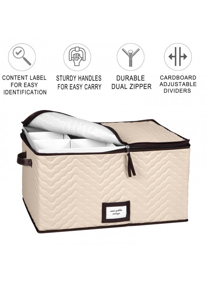 HOLDN’ STORAGE Wine Glass Storage Box with Dividers - Holds 12 Standard Size Wine Glasses up to 10" Tall - Stemware Storage Case - Protects Fine China - Durable Quilted Microfiber Bin with Carry Handles - Image 1