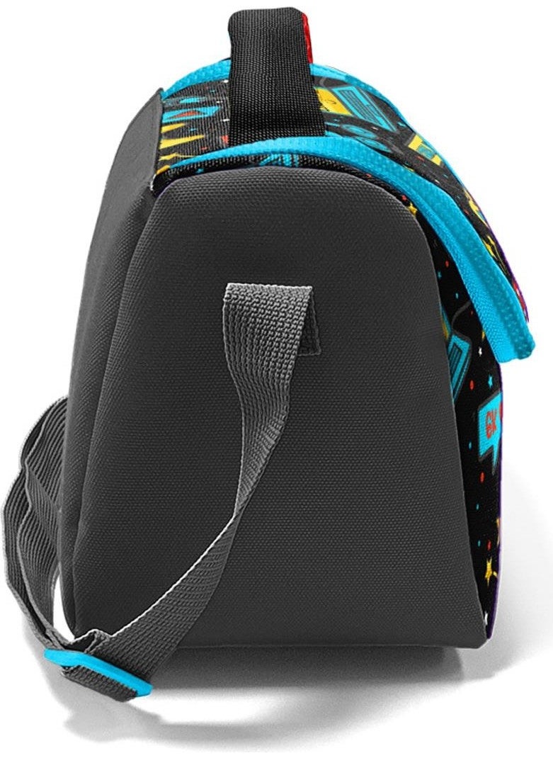 CORAL HIGH - Kids Black Blue Gamer Patterned Thermo Lunchbox 11892 - Image 1