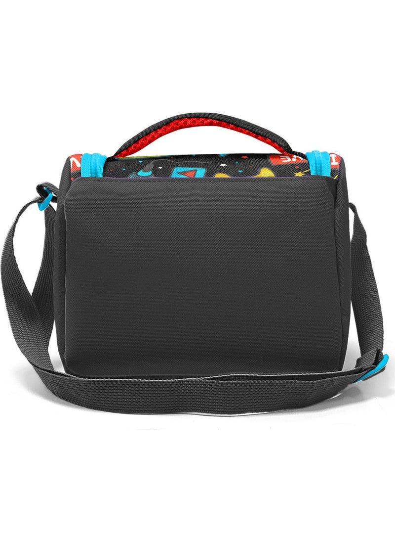 CORAL HIGH - Kids Black Blue Gamer Patterned Thermo Lunchbox 11892 - Image 1