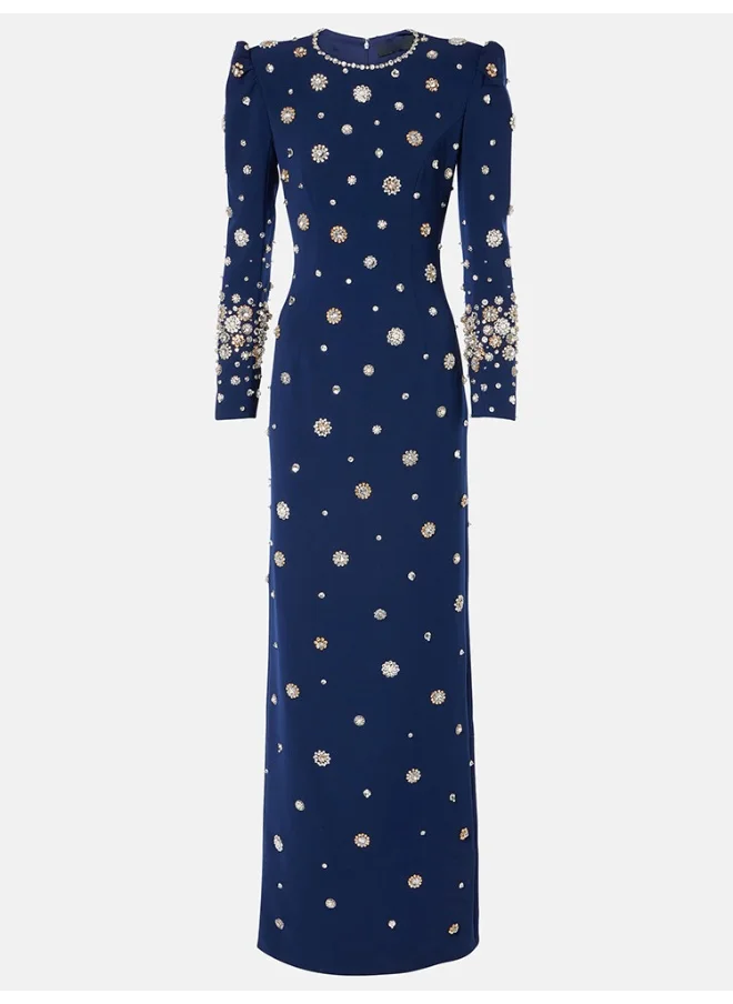 Madam Uniq Star Fashion Embellished Beaded Bodycon Maxi Dress
