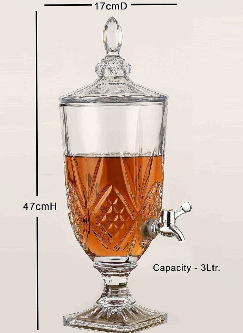 Generic - Glass Drink Dispenser with Tap 3L Water Cocktail Cold Beverage Drink Juice Jar - Image 1