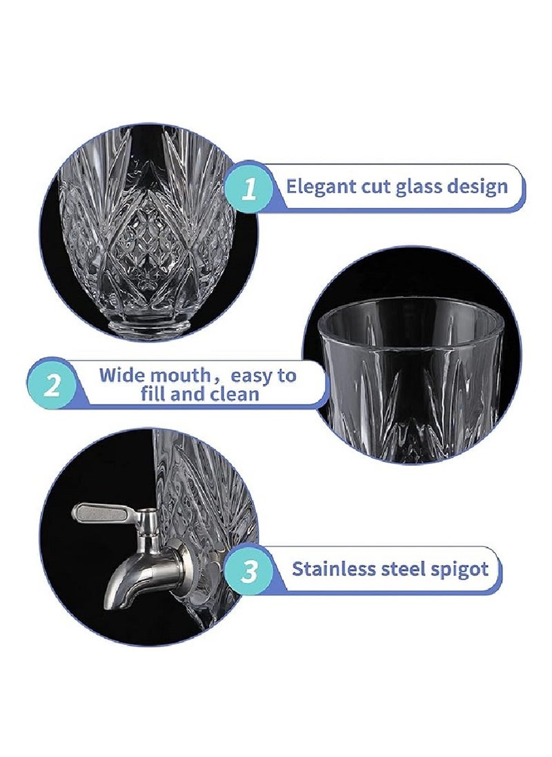 Generic - Glass Drink Dispenser with Tap 3L Water Cocktail Cold Beverage Drink Juice Jar - Image 1