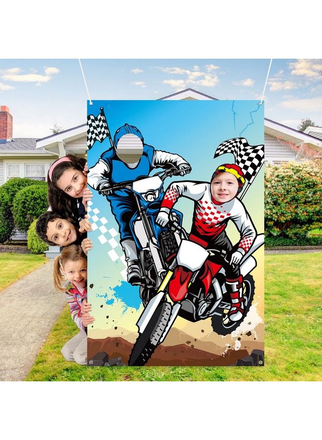 PANTIDE Motocross Photo Door Banner Backdrop Props  Large Satin Photo Background Face Photography Banner Decor Dirt Bike Theme Party Favor Supply Decorations Funny Party Games For Kids 59 X 39 Inch - Image 5