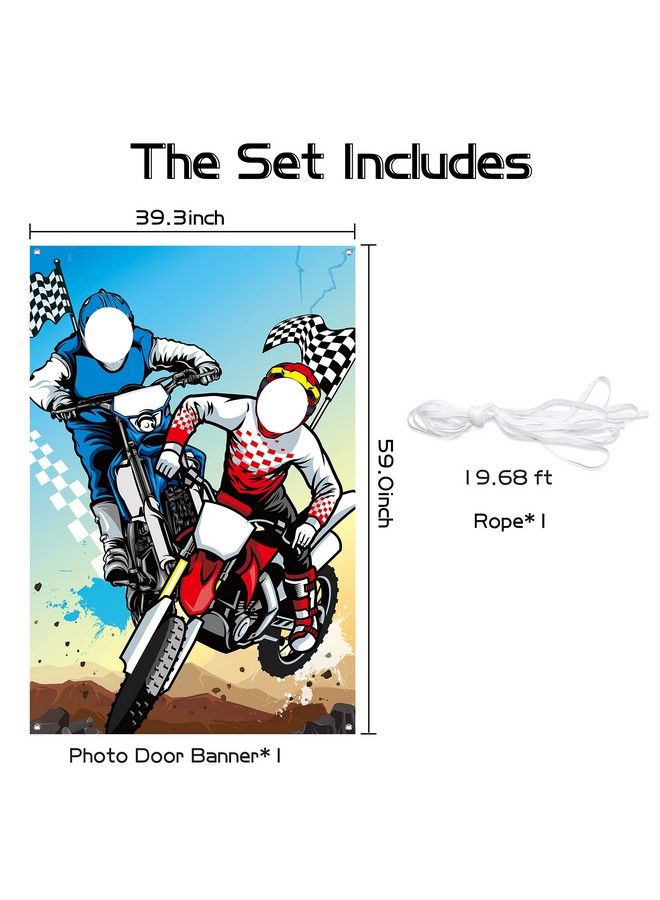 PANTIDE Motocross Photo Door Banner Backdrop Props  Large Satin Photo Background Face Photography Banner Decor Dirt Bike Theme Party Favor Supply Decorations Funny Party Games For Kids 59 X 39 Inch - Image 3