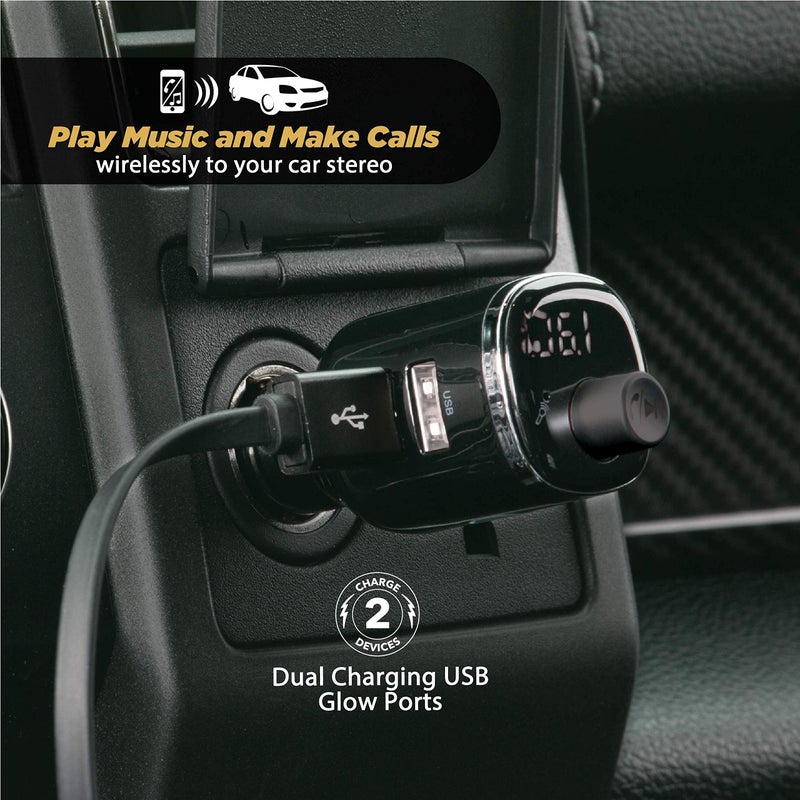 Scosche BTFM4-SP1 BTFREQ Universal Bluetooth Handsfree Car Kit with FM Transmitter and Dual USB Ports, Black - Image 4