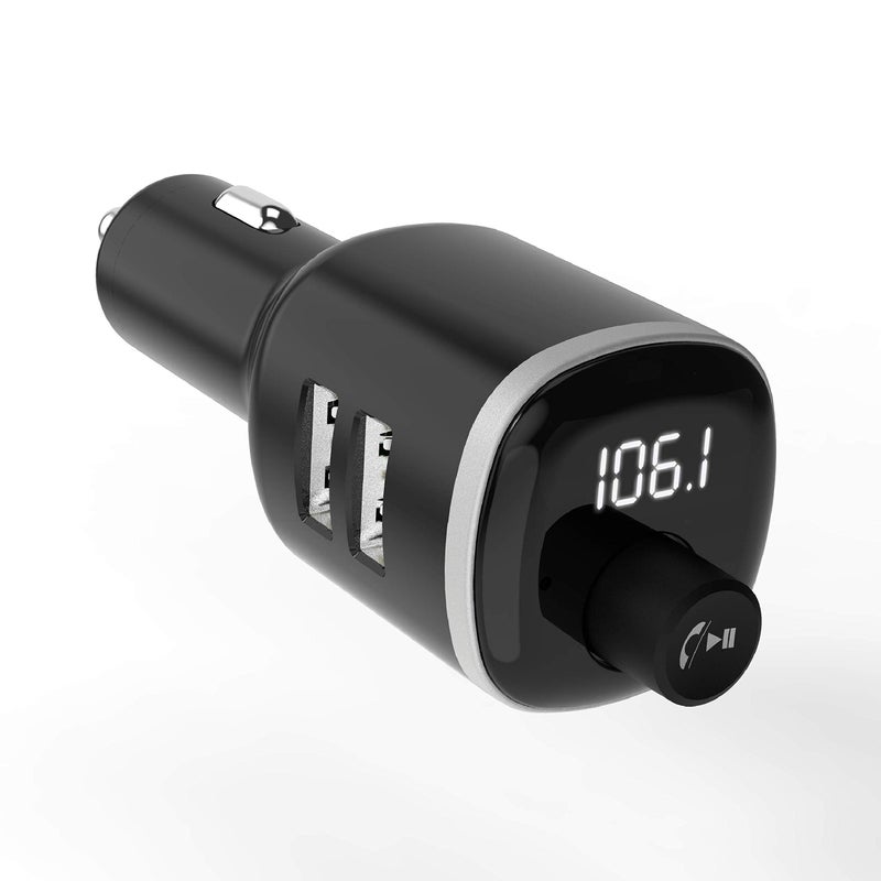 Scosche BTFM4-SP1 BTFREQ Universal Bluetooth Handsfree Car Kit with FM Transmitter and Dual USB Ports, Black - Image 1