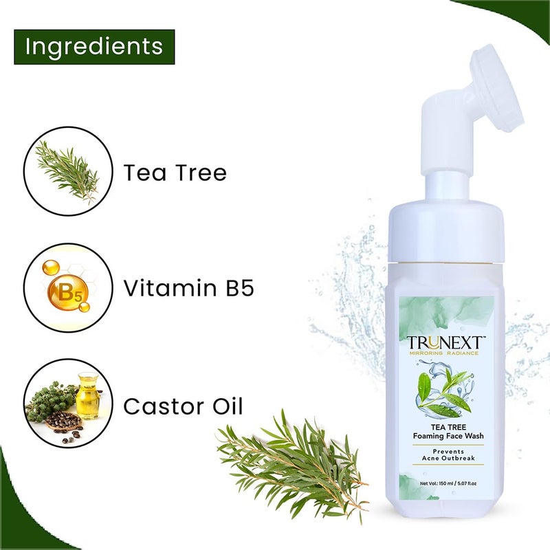 TRUNEXT Tea Tree Foaming For Acne Fighting And Pore Cleaning Face Wash 150 ml - Image 4