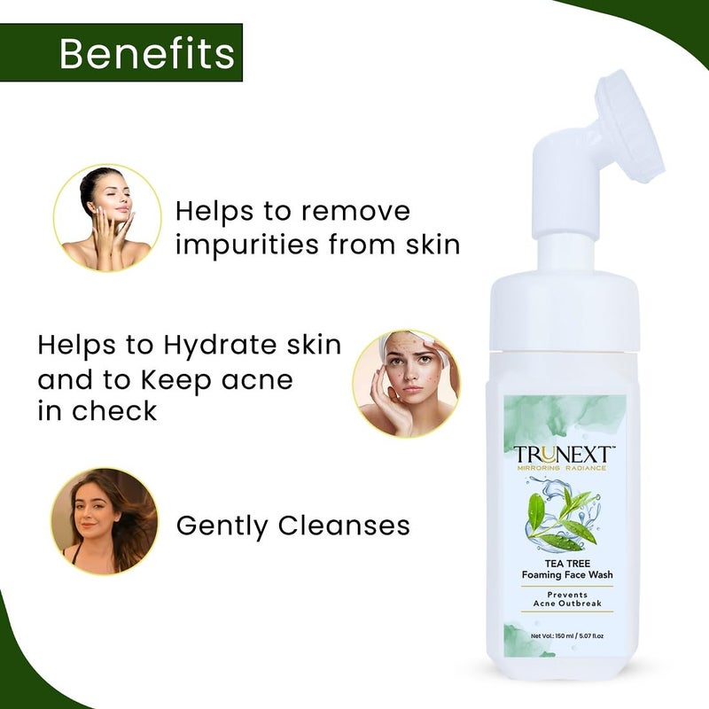 TRUNEXT Tea Tree Foaming For Acne Fighting And Pore Cleaning Face Wash 150 ml - Image 3