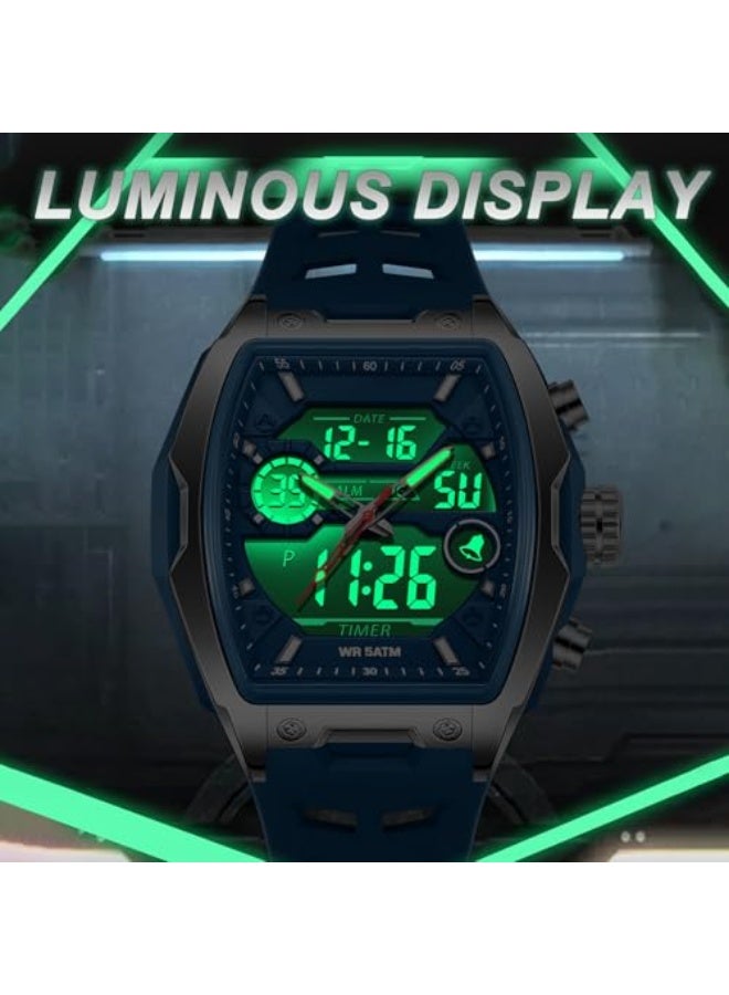 Military Watch Digital Watch Men's Waterproof Men's Wrist Watches Outdoor Watch Men with LED Luminous Display Analogue Hands and Digital Numbers - Image 5