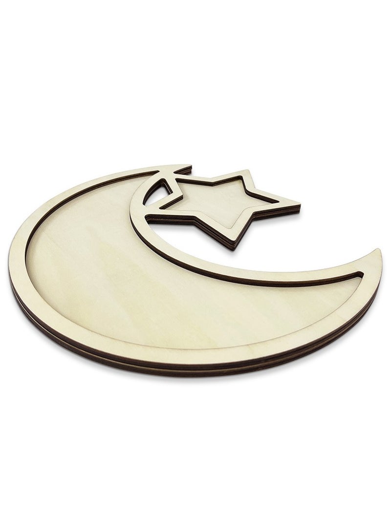 آنا ديكور المنزل من الخشب على شكل نجوم و قمر مع صينية دعم - Image 1