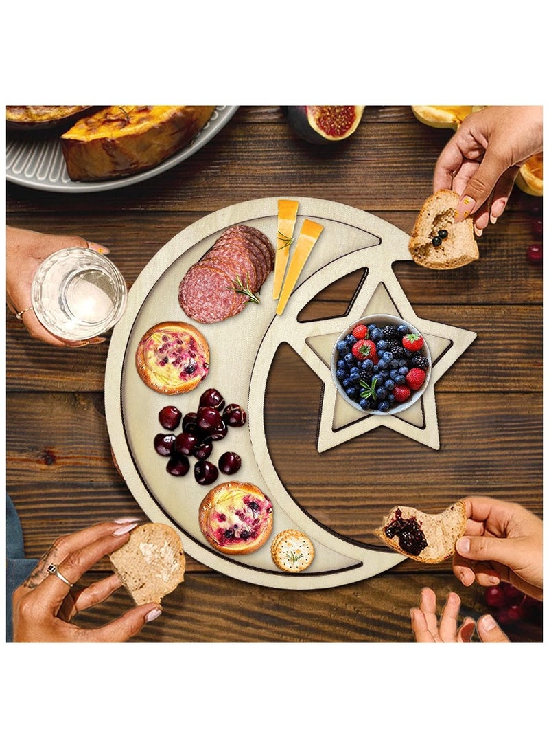 آنا ديكور المنزل من الخشب على شكل نجوم و قمر مع صينية دعم - Image 5