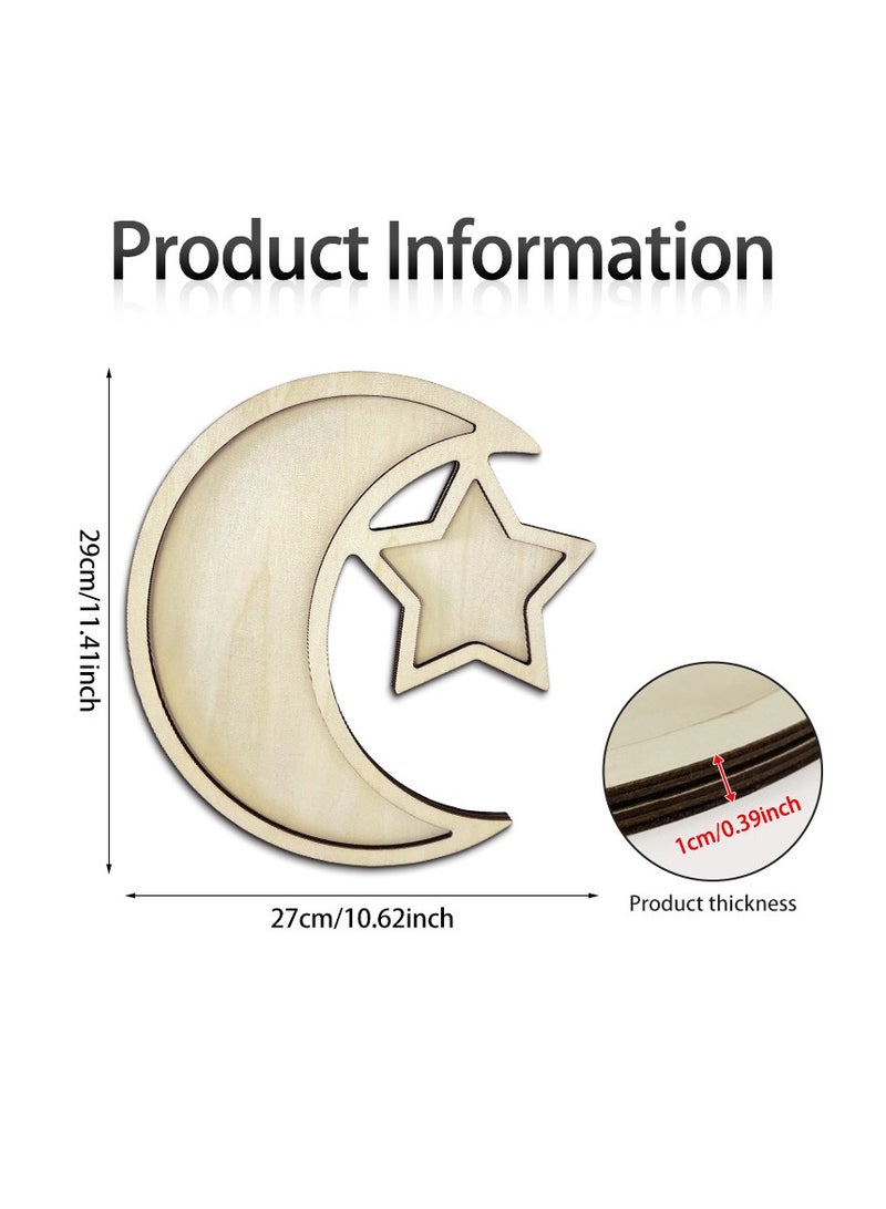 آنا ديكور المنزل من الخشب على شكل نجوم و قمر مع صينية دعم - Image 2