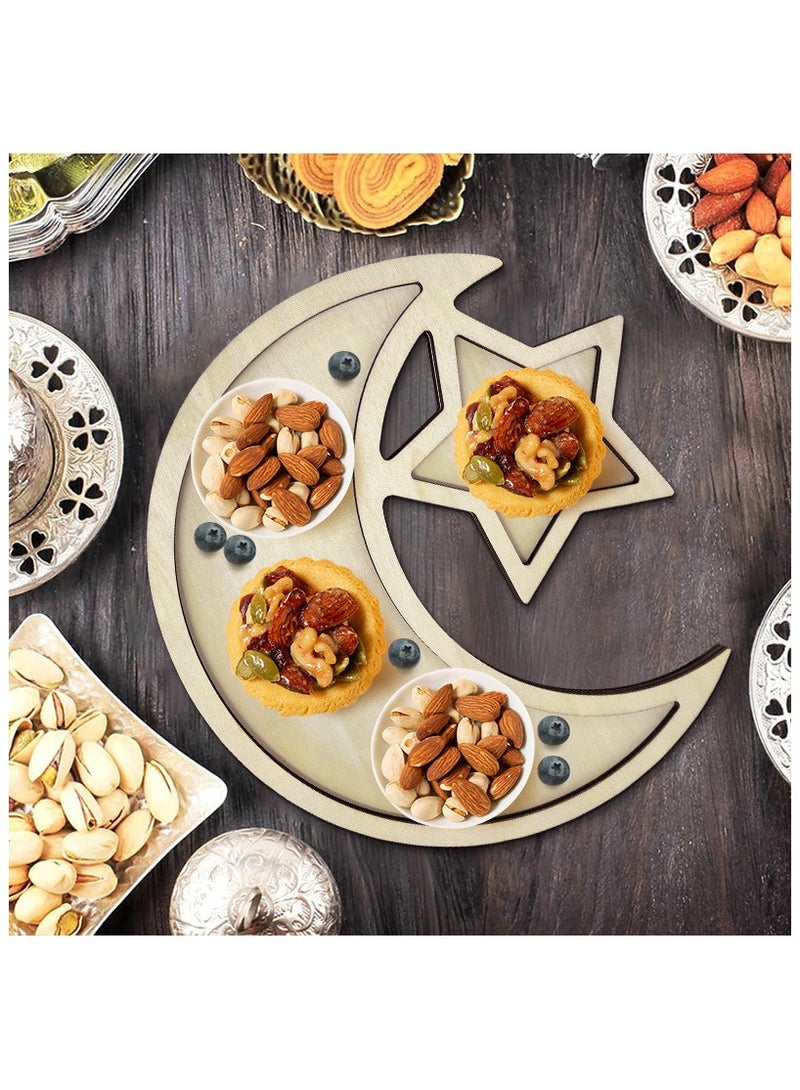 آنا ديكور المنزل من الخشب على شكل نجوم و قمر مع صينية دعم - Image 3