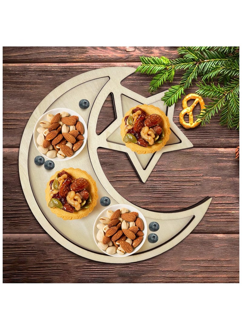 آنا ديكور المنزل من الخشب على شكل نجوم و قمر مع صينية دعم - Image 4