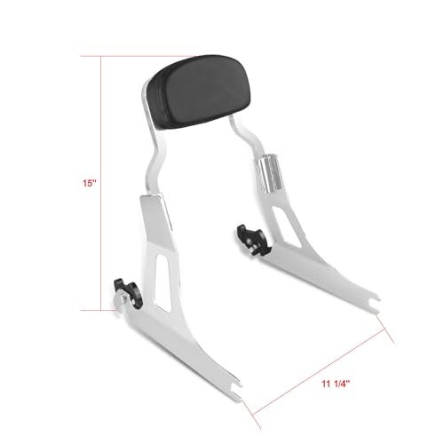 Harvards Chrome Detachable Backrest Sissy Bar for Harley 06-17 DYNA STREET BOB FXD FXDB FXDL FXDLS, CHOPPED STYLE, Gloss Black Finished - Image 2