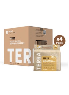 Terra Pack Of 4 Size 2 Infant Diapers 85% Plant-Based Diapers, Ultra-Soft And Chemical-Free for Sensitive Skin, Superior Absorbency For Day Or Nighttime Diapers, 3D Leak Guards, 100% Biodegradable Bamboo Fibre, Designed For Infant Babies 8-15 lb 4-7 kg, 2-6 Months, 22 Count  - Image 1