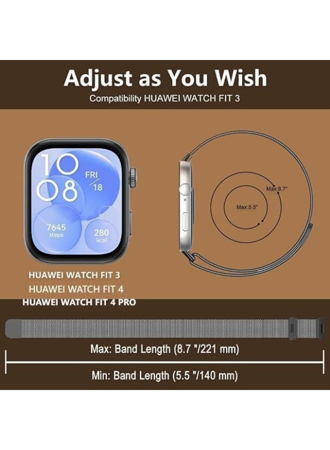 كينسو سوار معدني مغناطيسي متوافق مع ساعة هواوي Watch Fit 3/4 - تصميم شبكي من الفولاذ المقاوم للصدأ، مناسب للرجال والنساء، بديل لأساور هواوي Watch Fit 4/Fit 4 Pro/3 (ذهبي وردي) - Image 4
