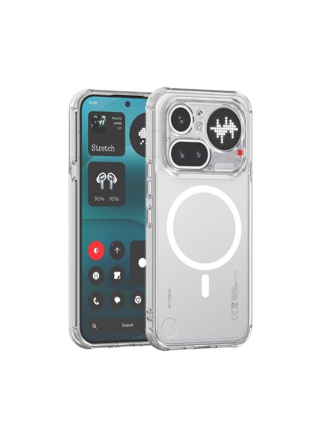 Magnetic Case for Nothing Phone 4a Pro, Transparent Clear Case [Support Wireless Charging] Hard PC Back TPU Edge Shockproof Protective Cover for Nothing Phone 4a Pro