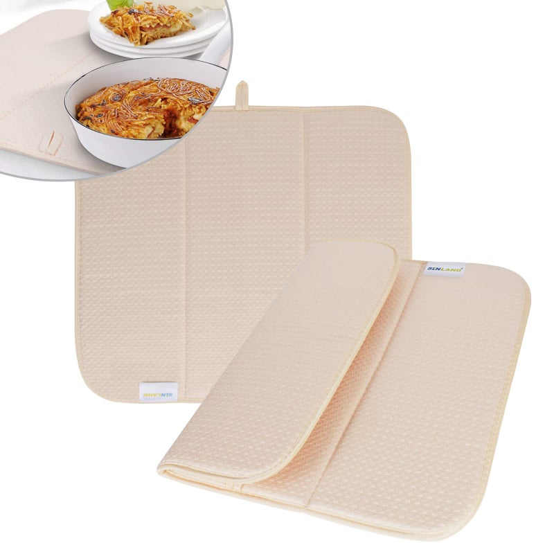 SINLAND Microfiber Dish Drying Mat Super Absorbent Dish Drying Pad for Kitchen Counter Mat for Countertops or Sinks 16Inch X 18Inch creamx2