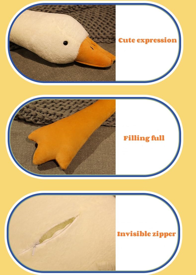 Srutirbo Giant Goose Stuffed Animal, 62.9 Inch Soft White Goose Plush Pillow, Cute Duck Plush Toy Swan Plushie Doll Sleeping Hugging Pillows Gift for Girls Boys - Image 3