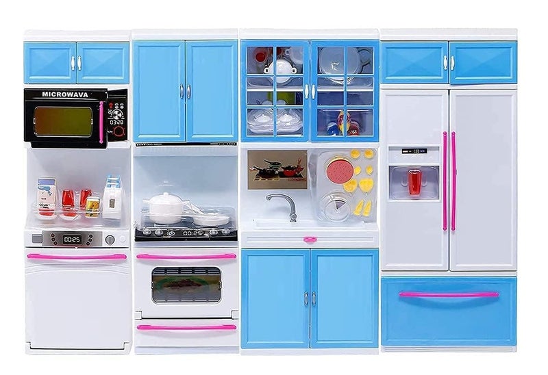 Hcn 4-Door Dream House Kitchen Playset | Multi-Color Toy with Light & Sound Effects | Interactive Cooking Set for Kids with Realistic Appliances and Accessories (Frozen 4 Door Kitchen Set) - Image 2