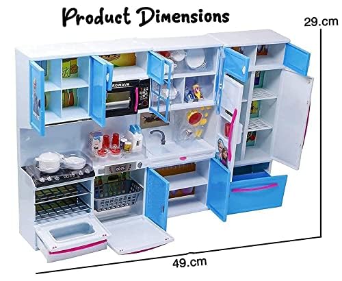 Hcn 4-Door Dream House Kitchen Playset | Multi-Color Toy with Light & Sound Effects | Interactive Cooking Set for Kids with Realistic Appliances and Accessories (Frozen 4 Door Kitchen Set) - Image 3