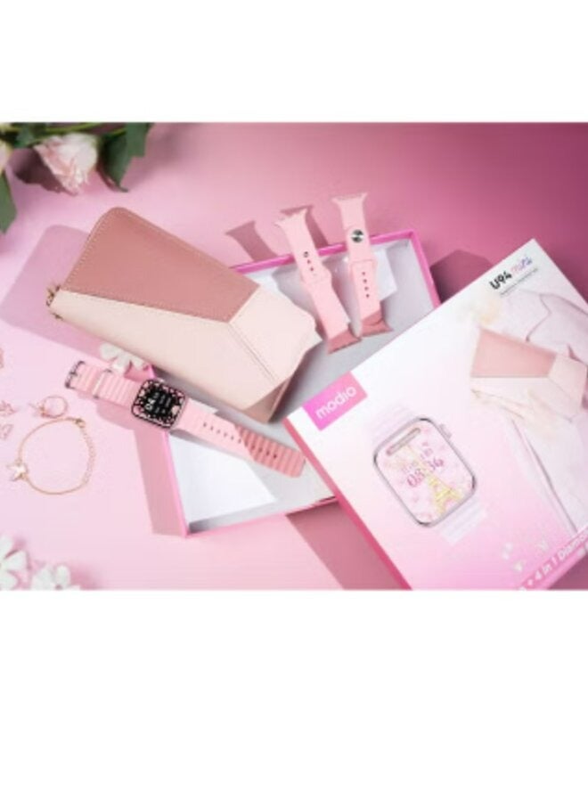 modio Smart Watch U94 Mini with 3 Pairs Strap with 4 in 1 jewellery and Clutch Hand Bag and Wireless Charging - Image 2