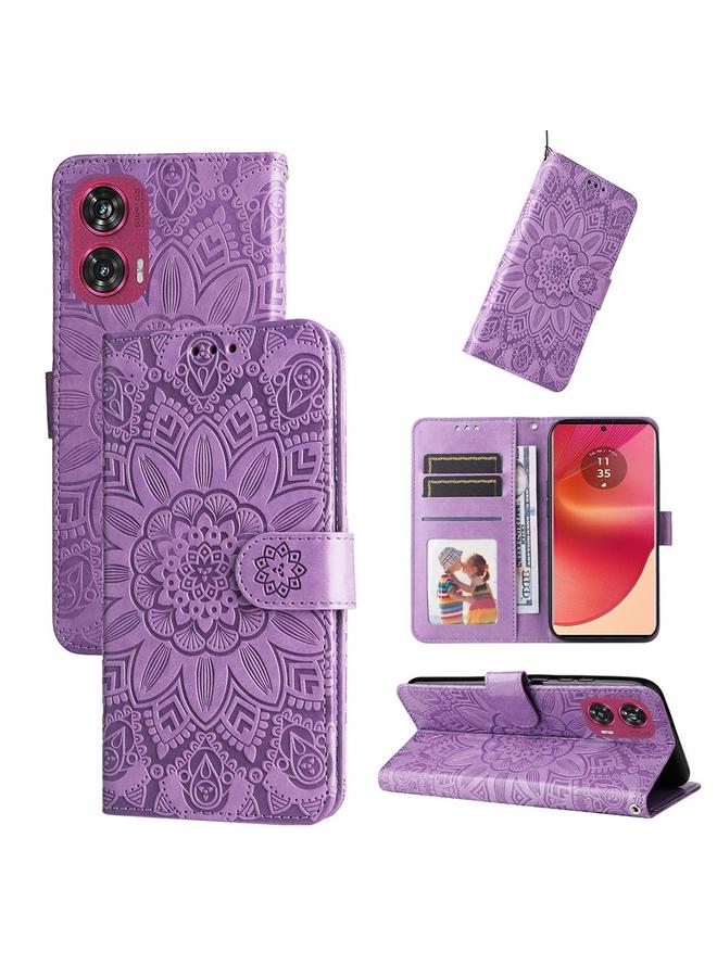S-TOP Case For Motorola Edge 50 Fusion Embossed Sunflower Leather Phone Case - Image 1
