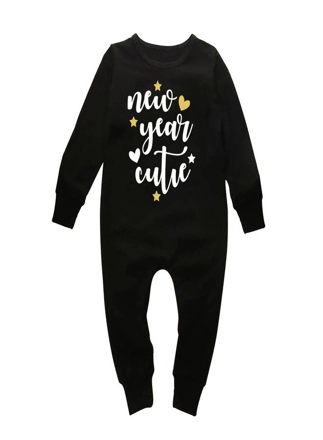 Mott2 New Year Special Black One Piece Coverall Unisex Baby Jumpsuit - New Year Cutie1 (Black, 0-3 Months) - Image 1