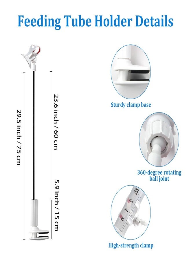 NZELSW Adjustable Feeding Tube Holder, Hands-Free Gravity Syringe Holder with Clamp Base and Flexible Arm, IV Poles Portable for Enteral Gravity Feeding and Intravenous Infusion (Black - Image 2
